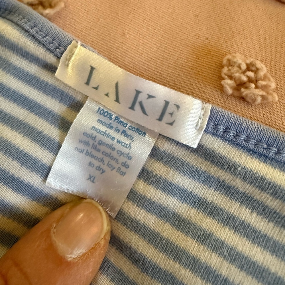 Striped Blue and White Lake pajama Top - Picture 2 of 5